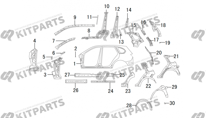 Боковая панель, составные части Haval H8